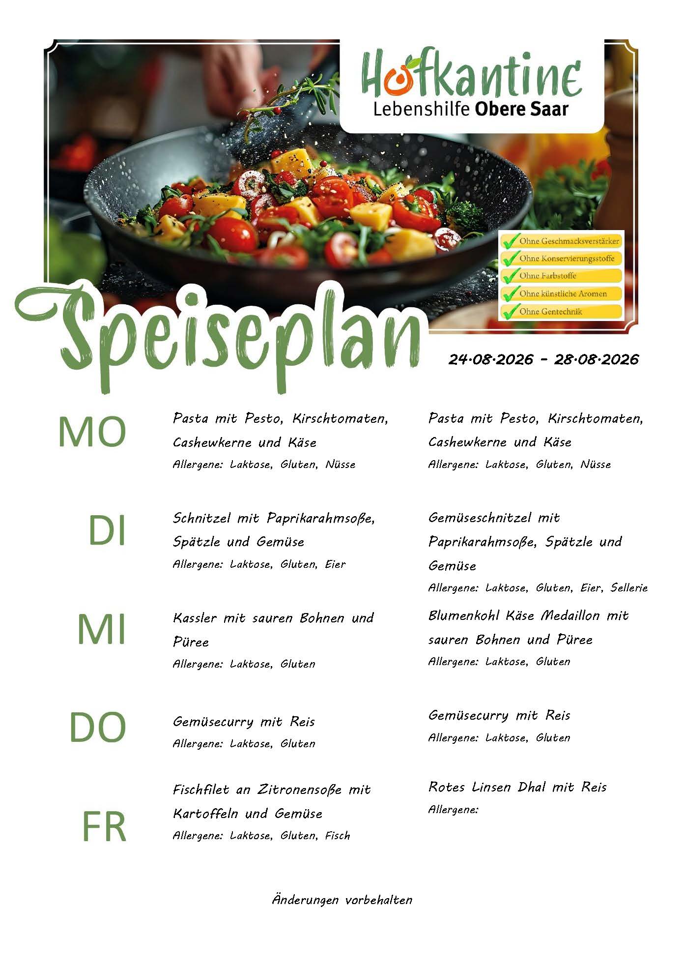 Speiseplan der KW35
